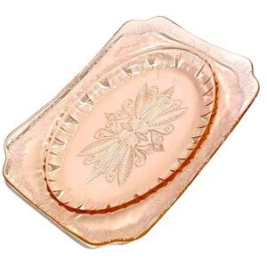 Adam pattern Jeanette pink depression glass tray plate vintage immaculate